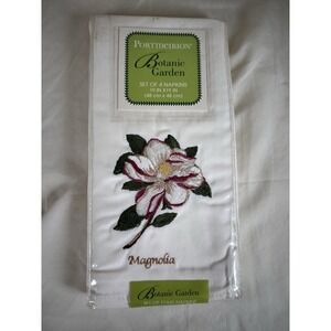 Portmeirion Botanic Garden Embroidered Cloth Napkins Set‎ of 4 (Magnolia) NIP